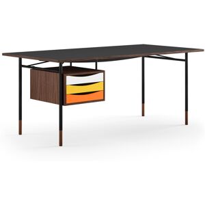 House Of Finn Juhl - Nyhavn Desk, 170 Cm, With Tray Unit, Walnut, Black Steel, Warm - Svart, Träfärgad - Träfärgad,Svart - Skrivbord - Metall/trä