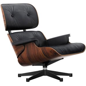 Vitra - Lounge Chair, Santos Palisander, Polished Base, Leather Premium F Nero - Nero - Svart - Fåtöljer - Metall/trä