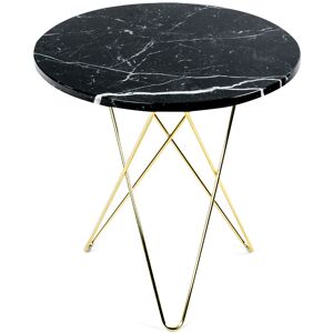 Ox Denmarq - Tall Mini O Table, Brass Frame, Top: Black Marble - Svart - Svart - Sidobord - Metall/sten