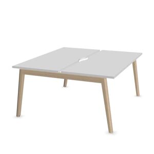 Narbutas Dubbelskrivbord Nova Wood, Utförande Ash Stained Light Grey / White, Bredd 160 cm