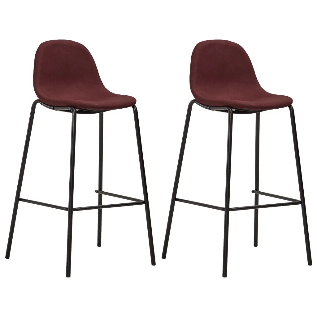 vidaXL Barové stoličky 2 ks, vínovo červené, látka