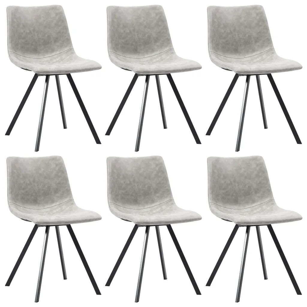 vidaXL Jedálenské stoličky 6 ks, svetlosivé, umelá koža