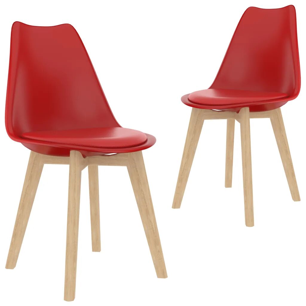 vidaXL Jedálenské stoličky 2 ks, červené, plast