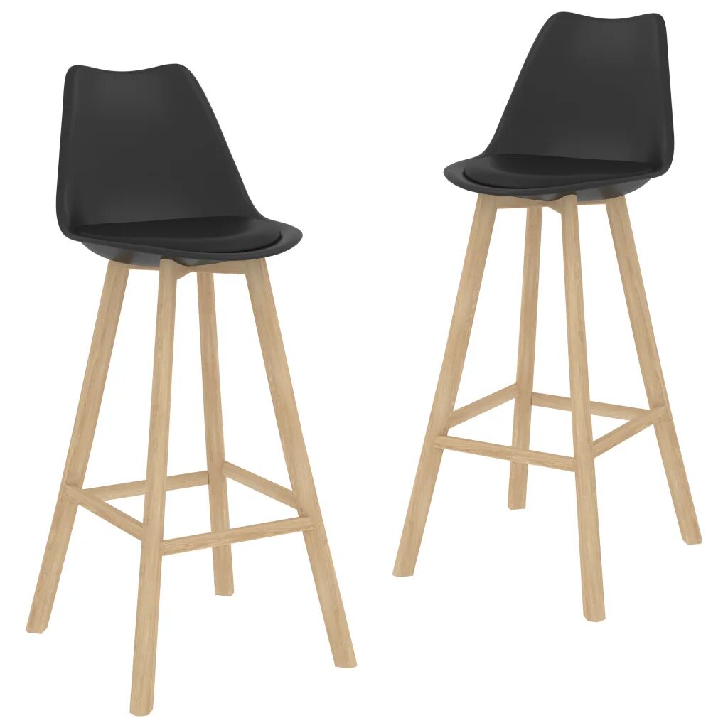 vidaXL Barové stoličky 2 ks čierne PP a masívne bukové drevo
