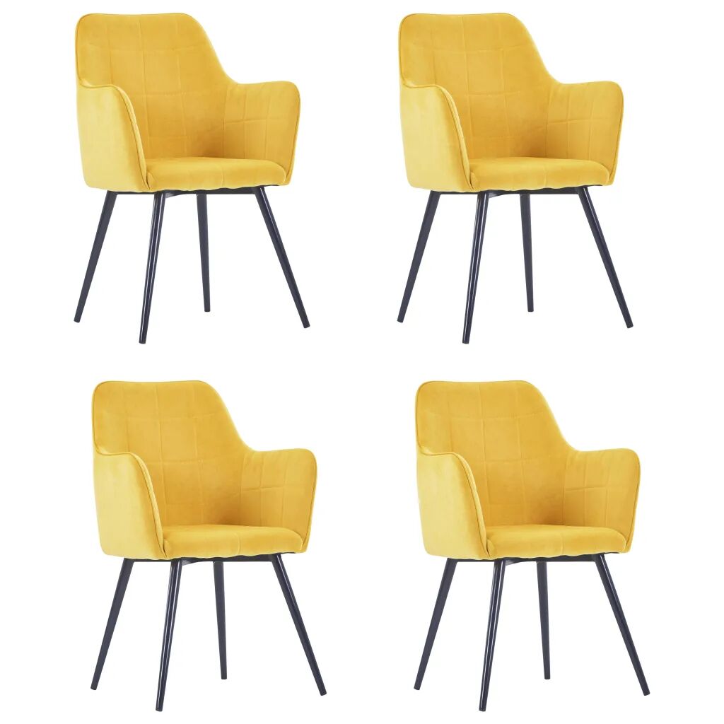 vidaXL Jedálenské stoličky 4 ks, žlté, zamat