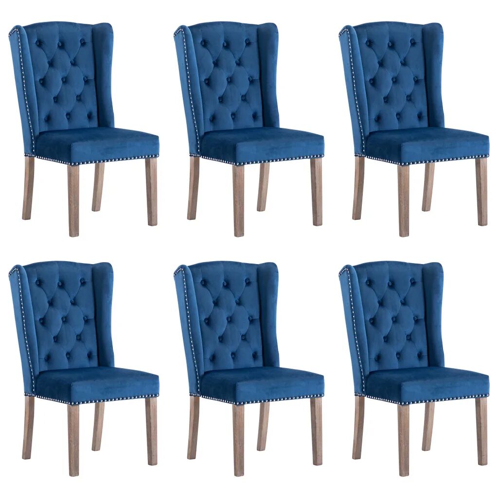 vidaXL Jedálenské stoličky 6 ks modré zamatové