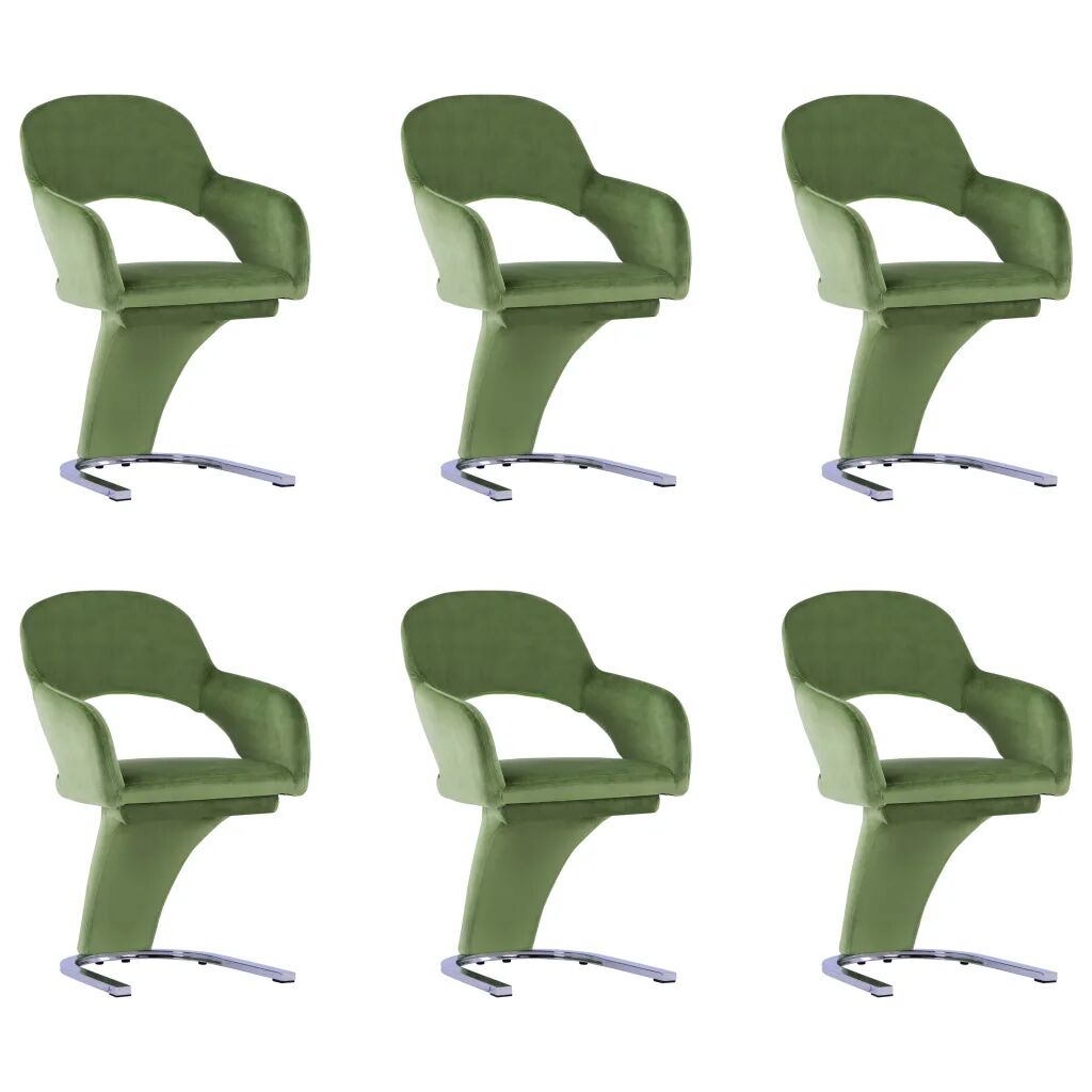 vidaXL Jedálenské stoličky 6 ks, zelené, zamat