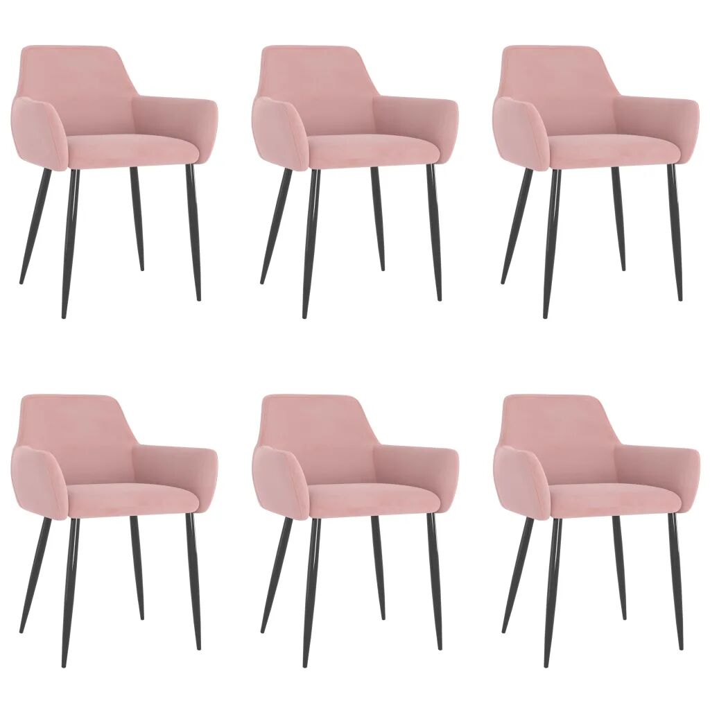 vidaXL Jedálenské stoličky 6 ks ružové zamat