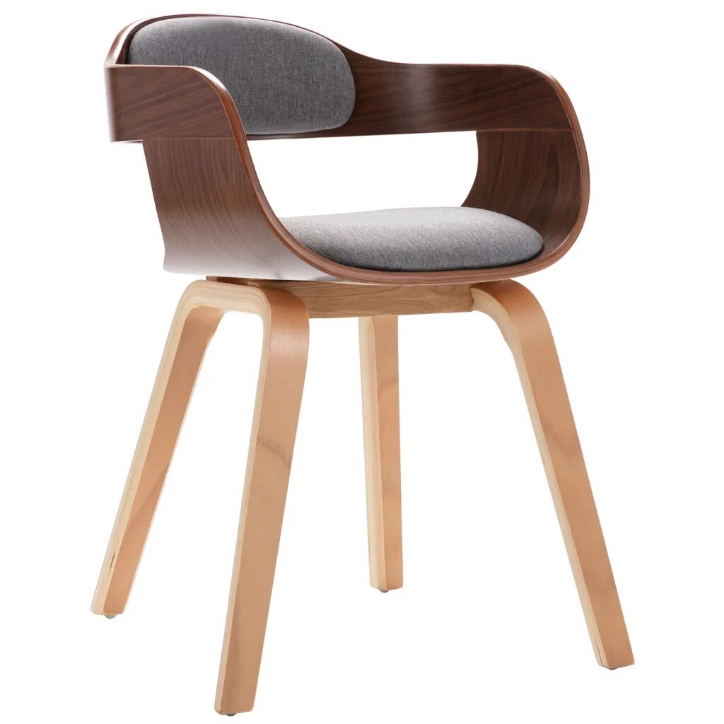 vidaXL Jedálenská stolička, svetlosivá, ohýbané drevo a látka