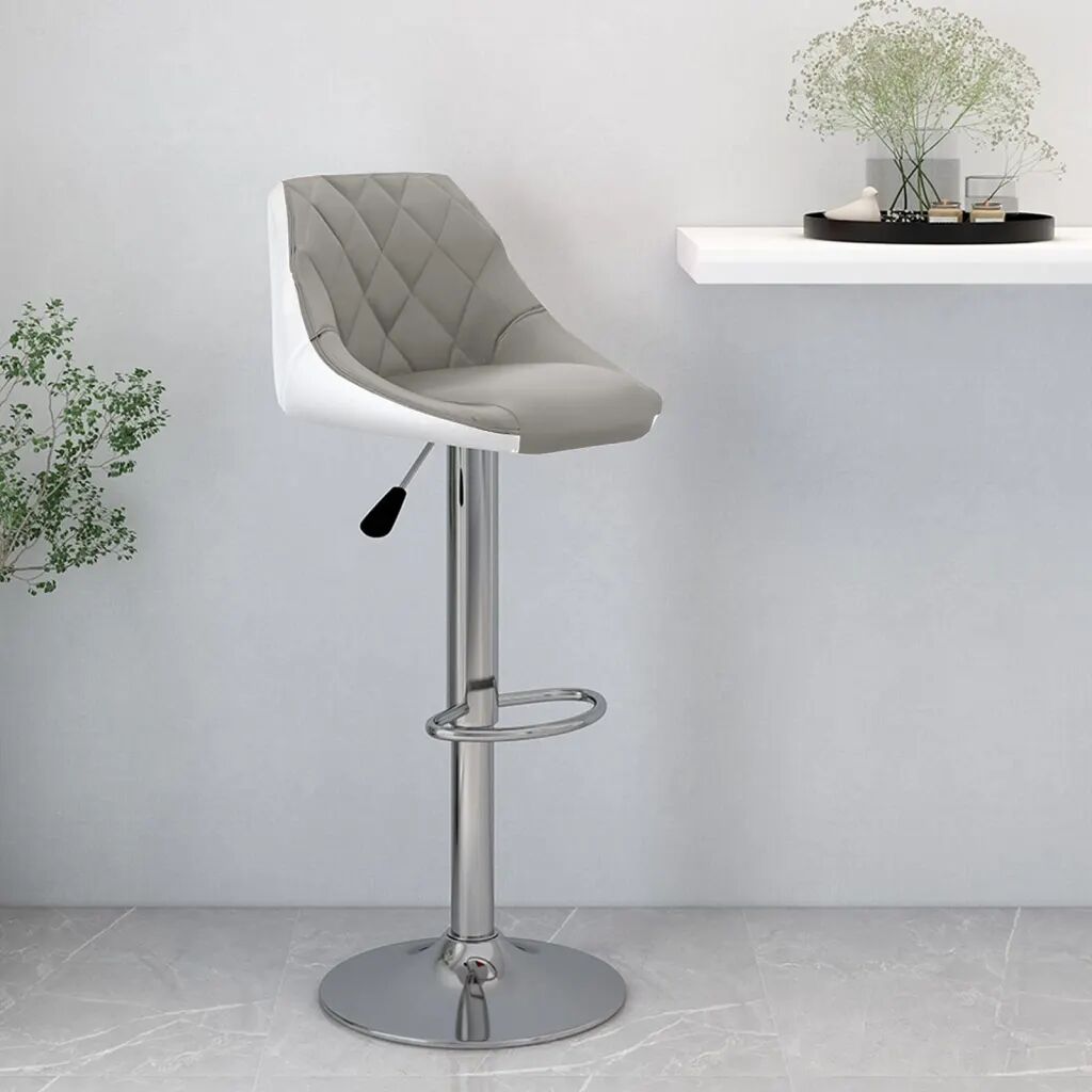 vidaXL Barová stolička sivá a biela umelá koža