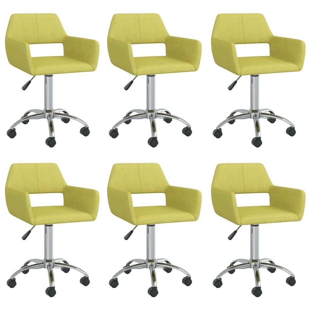 vidaXL Otočné jedálenské stoličky 6 ks zelené látkové