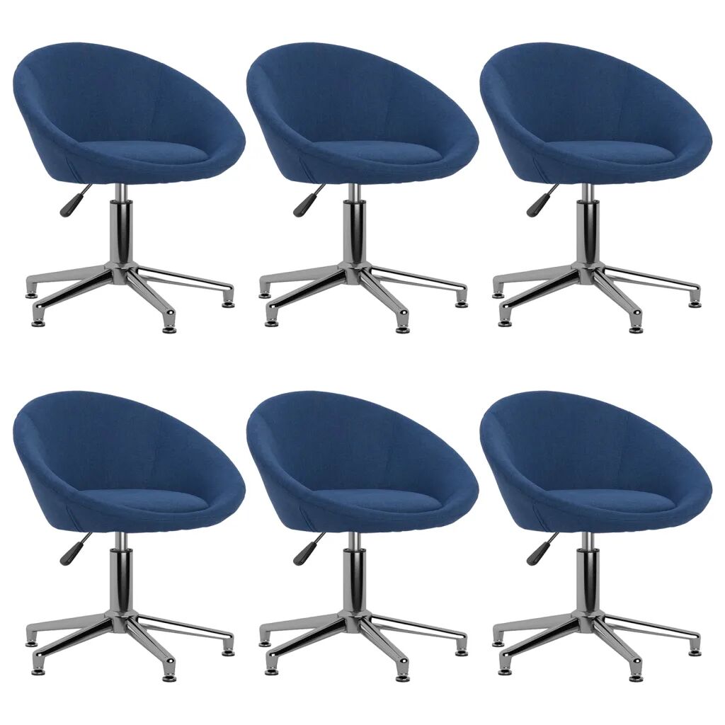 vidaXL Otočné jedálenské stoličky 6 ks modré látkové