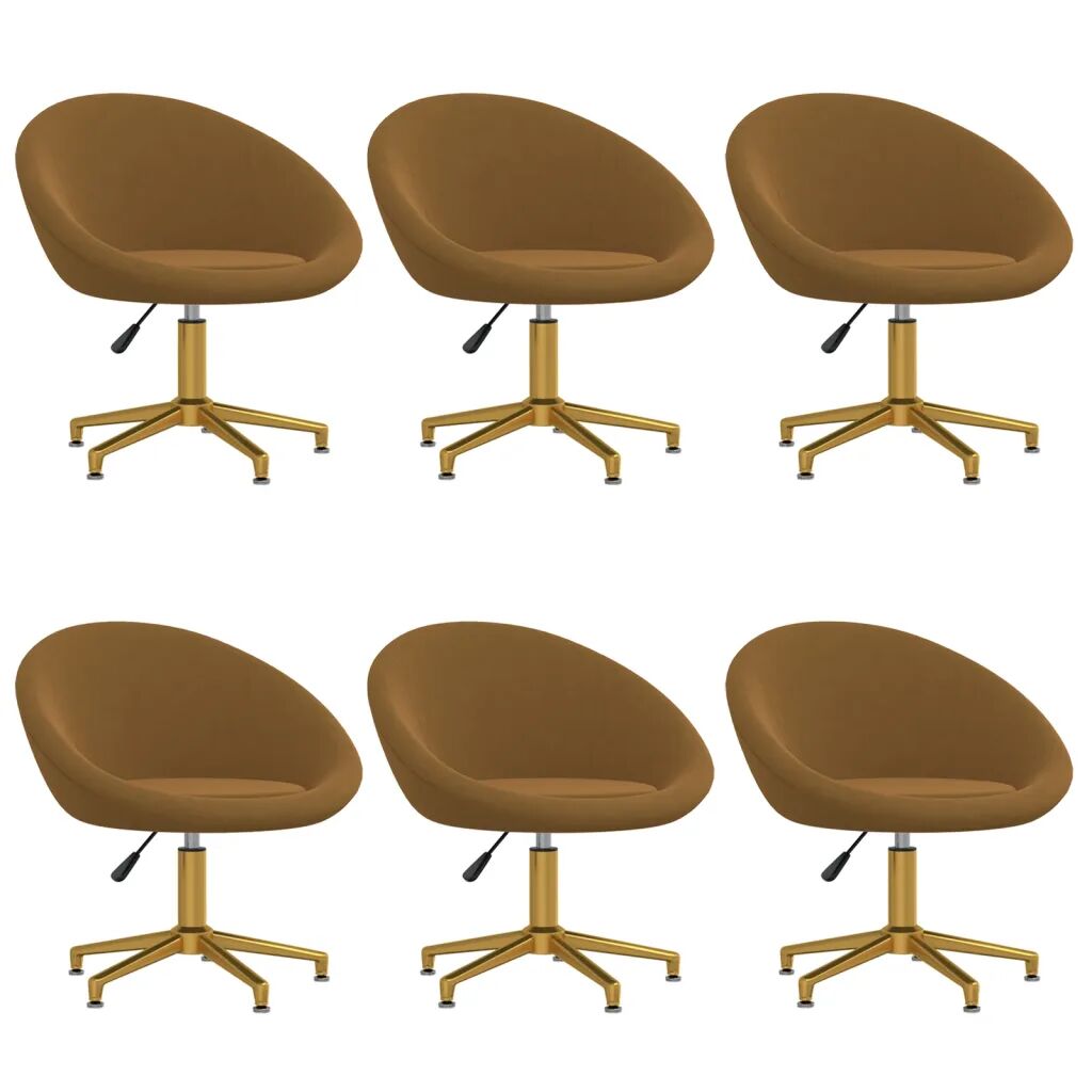vidaXL Jedálenské stoličky 6 ks hnedé zamatové
