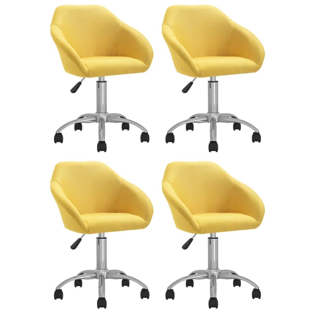 vidaXL Otočné jedálenské stoličky 4 ks žlté látkové