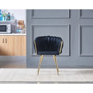 PN Home Single Velvet Upholstered Dining Chair   Arm Chair   Metal Legs black 76.0 H x 61.0 W x 43.0 D cm