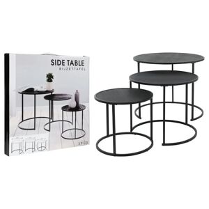 vidaXL 3 Piece Side Table Set Black black/brown/gray