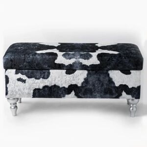 bench4home Cow Upholstered Storage Bench white 47.0 H x 100.0 W x 40.0 D cm