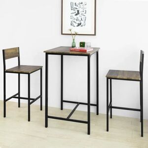 Borough Wharf 3-piece bar table, bistro table with chairs black/brown 97.0 H x 60.0 D cm