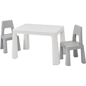 Isabelle & Max Kids Height Adjustable Table and 2 Chairs Set gray/white 49.0 H x 50.0 W cm