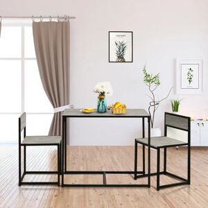 Borough Wharf 3 Pieces Dining Table & Chair Set Bar Kitchen Breakfast Furniture Space Saving black/brown 76.0 H x 90.0 W x 47.0 D cm