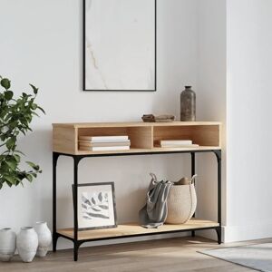 Vidaxl Console Table Brown Oak 100X30.5X75 Cm Engineered Wood brown 75.0 H x 100.0 W x 30.5 D cm