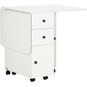 Folding Dining Table, Drop Leaf Table With Storage Drawers White - White - Homcom