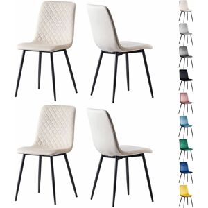 MCC DIRECT Set of 4 Designer Velvet Fabric Dining Chairs Metal Legs Lexi Chairs beige