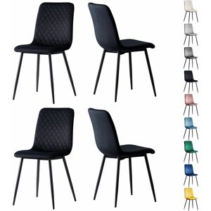 MCC DIRECT Set of 4 Designer Velvet Fabric Dining Chairs Metal Legs Lexi Chairs BLACK