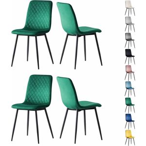 MCC DIRECT Set of 4 Designer Velvet Fabric Dining Chairs Metal Legs Lexi Chairs green