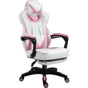 Vinsetto Gaming Chair Ergonomic Reclining Manual Footrest Wheels Pink - Pink