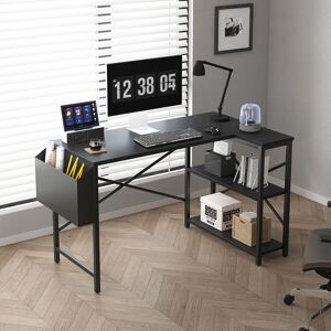 MCC (100CM, Black) Corner Desk L Shaped Reversible With Bookshelf