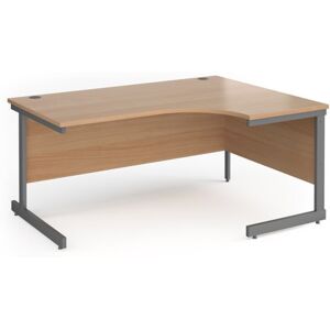 Office Desk   Right Hand Corner Desk 1600mm   Beech Top With Graphite Frame   1200mm Depth   Contract 25