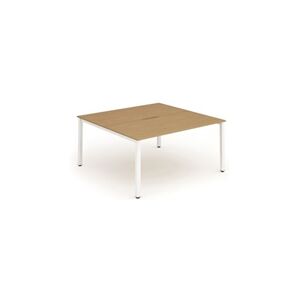 Evolve B2B White Frame Bench Desk 1200 Oak (2 Pod) - BE160