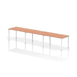 Evolve Single White Frame Bench Desk 1400 Beech (3 Pod) - BE393