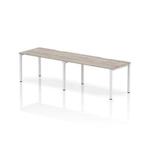 Evolve Plus 1400mm Single Row 2 Person Desk Grey Oak Top White Frame