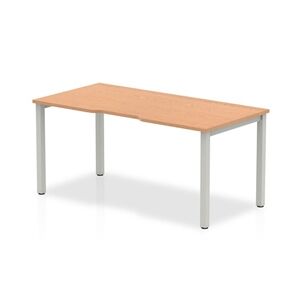 Evolve Single Silver Frame Bench Desk 1400 Oak - BE135