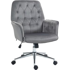 Vinsetto Comfortable Linen Office Chair, Swivel Desk Chair with Adjustable Height & Armrests, Dark Grey