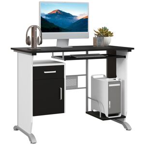 HOMCOM Computer Desk with Sliding Keyboard Tray Storage Drawers and Host Box Shelf Home Office Workstation (Black)