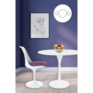Fusion Living Tulip Set - Marble Medium Circular Table and Two Chairs with Luxurious Cushion