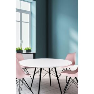 Fusion Living Soho Large White Circular Dining Table with Black Wood Legs