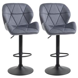 HOMCOM Bar Stool Set of 2 Fabric Adjustable Height Armless Counter Chairs