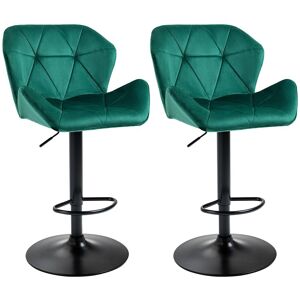 HOMCOM Set Of 2 Luxurious Velvet Touch Bar Stools Metal Frame Footrest Base