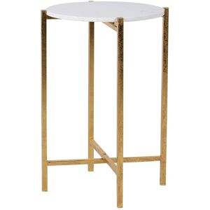 Round Faux Marble Top Gold Side Table Material: iron, resin, cement