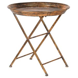 Antique Gold Round Metal Tray Table Material: Metal