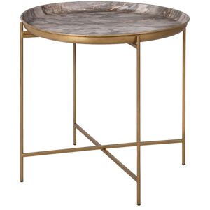 Marble And Gold Round Metal Tray Table Material: Metal