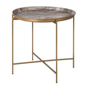 Marble And Gold Round Metal Tray Table Material: Metal