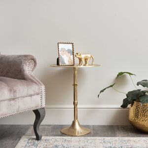 Round Gold Metal Side Table Material: Metal