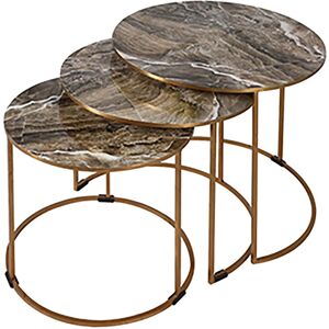 Set of 3 Gold Faux Marble Tables Material: Metal