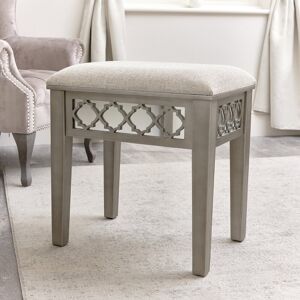 Silver Mirrored Stool - Sabrina Silver Range Material: wood, glass, cushion, linen