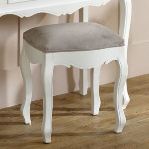 White Dressing Table Stool - Victoria Range Material: Wood / Velvet